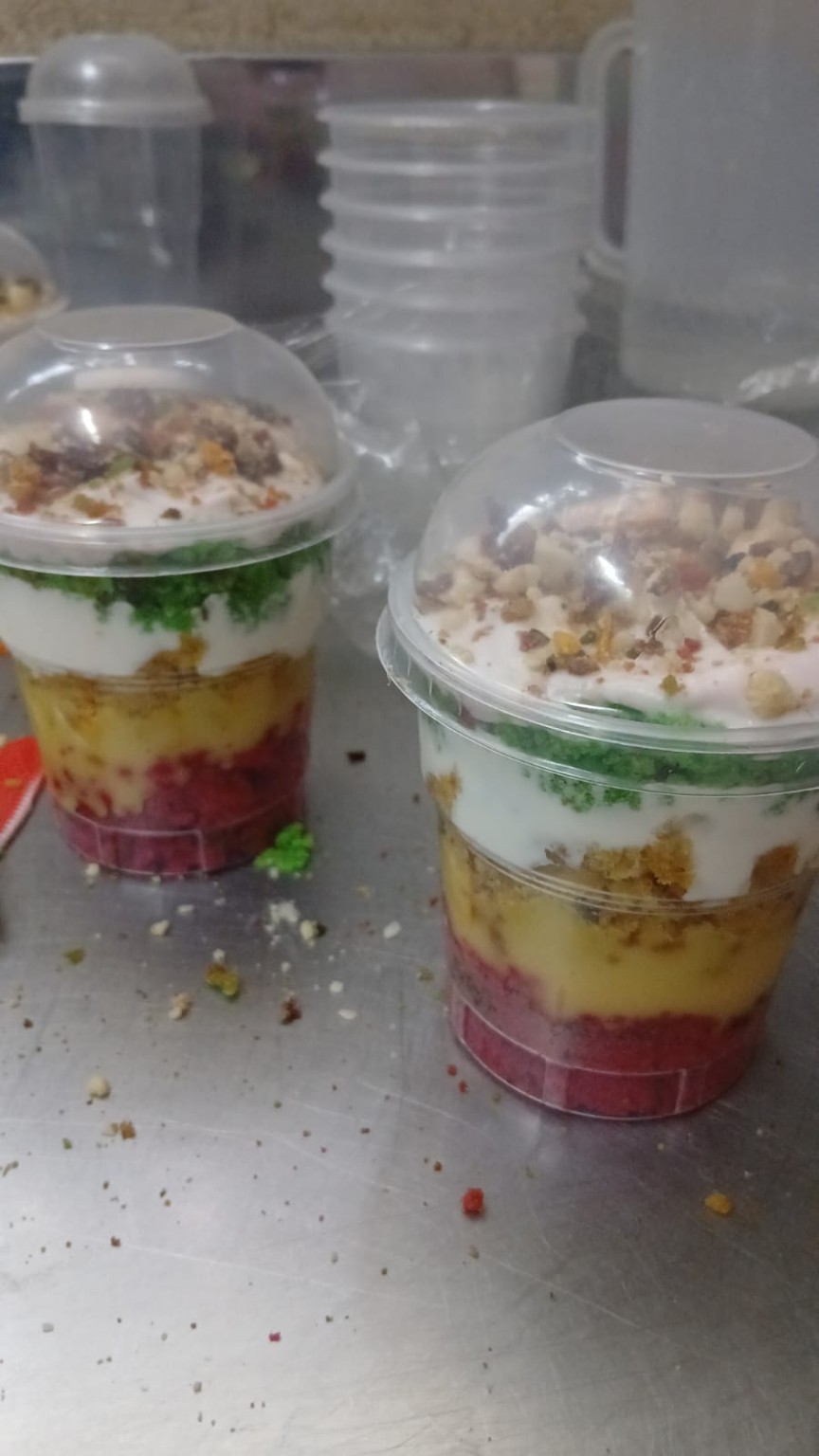 Colourful dessert cups