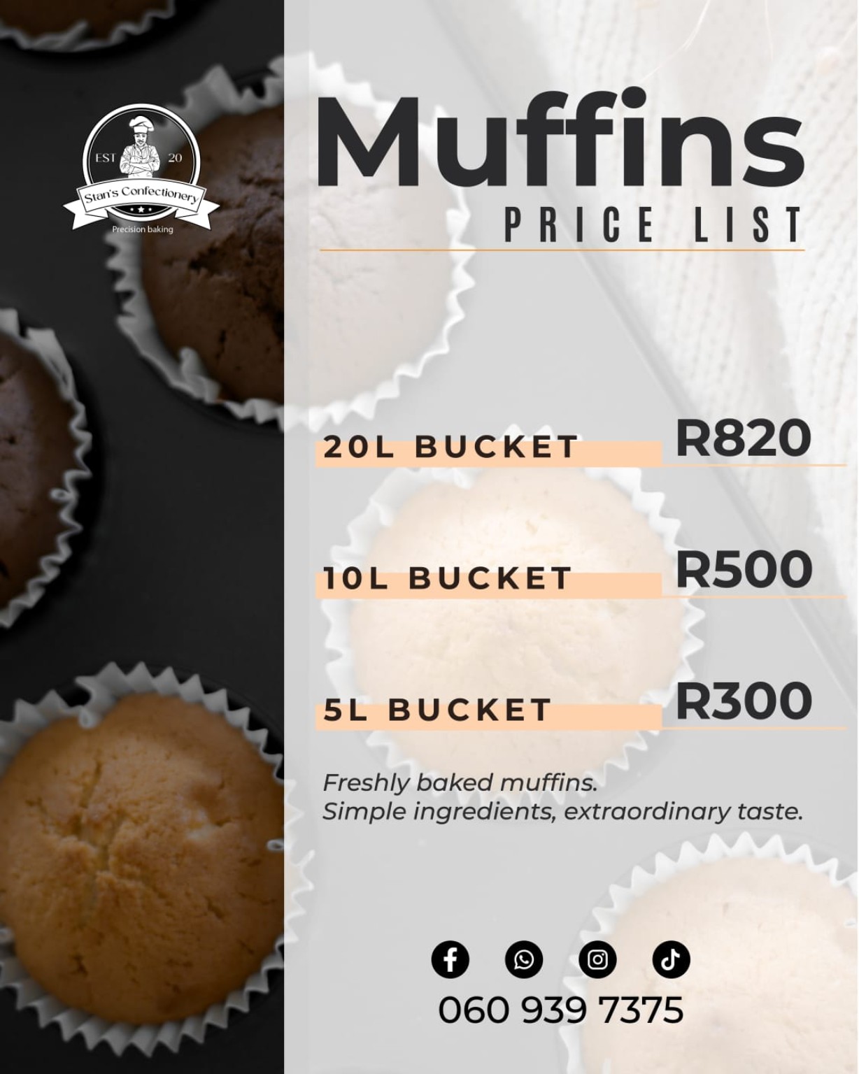 Muffins price list