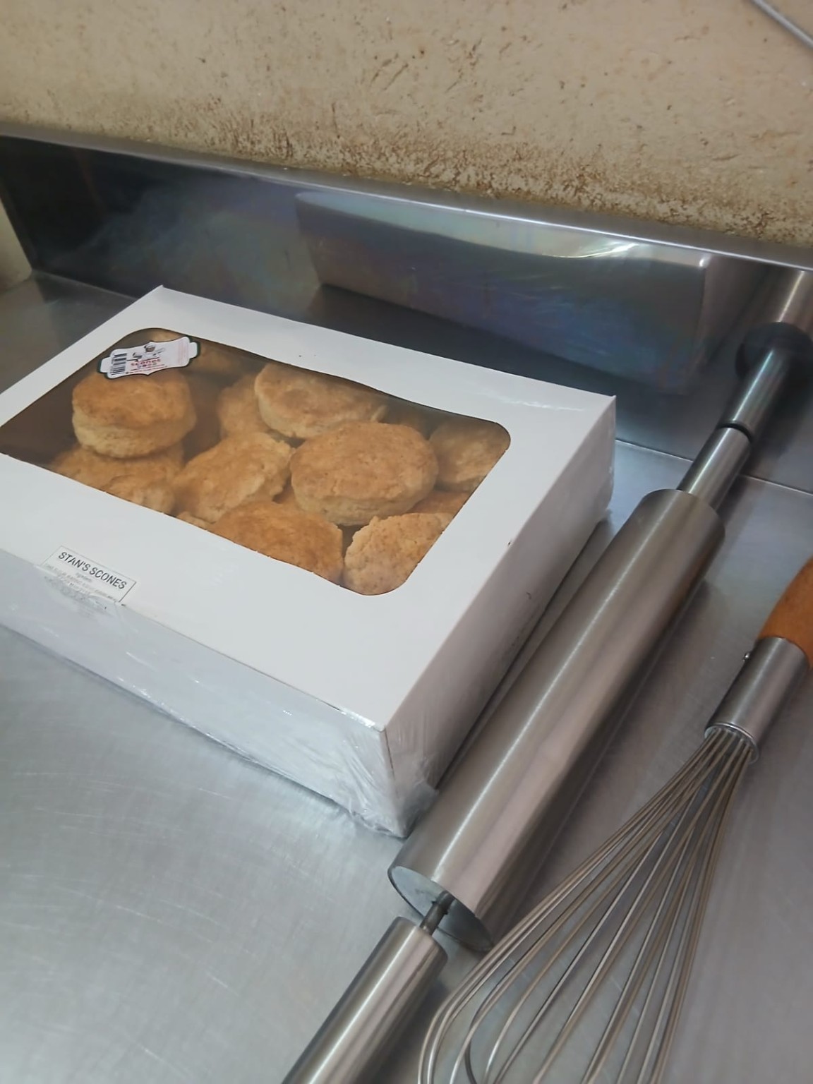 A boxed order of signature scones