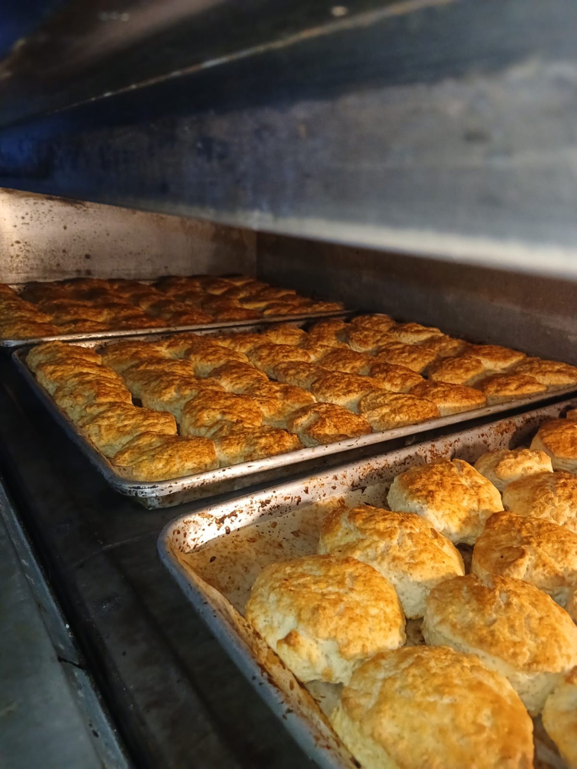 Trays of signature scones baking in the oven