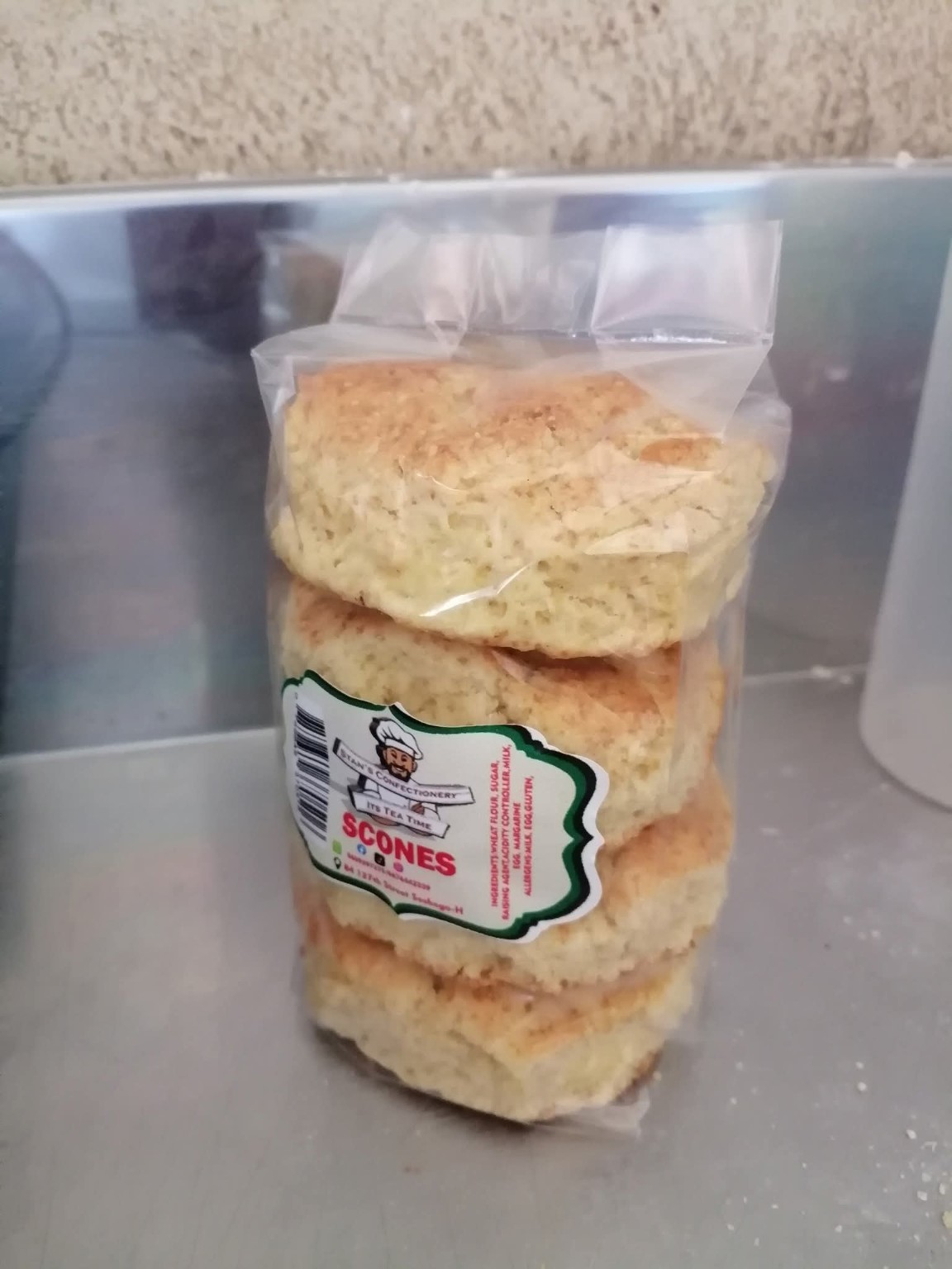 A branded retail pack of signature scones